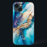 Case-Mate iPhone Case Monogramme moderne en marbre bleu or personnalisé<br><div class="desc">Monogramme en marbre bleu moderne Les coques iphone personnalisés présentent votre monogramme personnalisé dans une élégante typographie de script de calligraphie sur un arrière - plan moderne en marbre bleu et or. Un cadeau parfait pour elle pour l'anniversaire, maman pour la fête des mères, soeur ou bestie pour Noël et...</div>