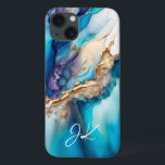 Case-Mate iPhone Case Monogramme moderne en marbre bleu or personnalisé<br><div class="desc">Monogramme en marbre bleu moderne Les coques iphone personnalisés présentent votre monogramme personnalisé dans une élégante typographie de script de calligraphie sur un arrière - plan moderne en marbre bleu et or. Un cadeau parfait pour elle pour l'anniversaire, maman pour la fête des mères, soeur ou bestie pour Noël et...</div>