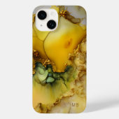 Coques Case-Mate iPhone Monogramme moderne en marbre vert jaune personnali (Verso)