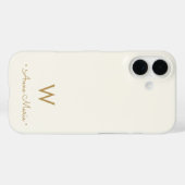 Coques Case-Mate iPhone Monogramme Moderne en Or et Écriture Script (Verso (horizontal))