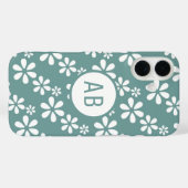 Coques Case-Mate iPhone Monogramme Moderne Fille Motif Floral Personnalisé (Verso (horizontal))