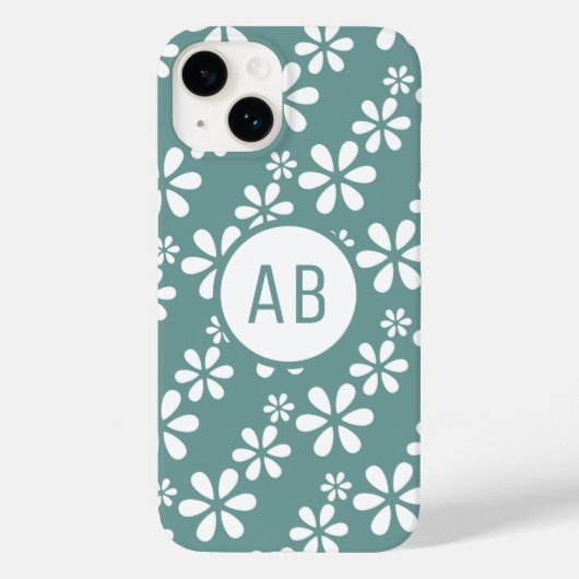 Coques Case-Mate iPhone Monogramme Moderne Fille Motif Floral Personnalisé (Verso)