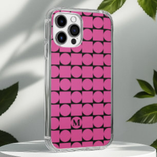 Coques iPhone 16 Monogramme moderne Fuchsia Géométrique tendance