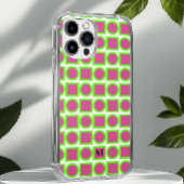 Coques Case-Mate iPhone Monogramme moderne Fuchsia Green Géométrique