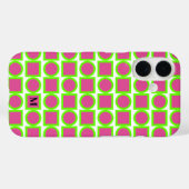 Coques Case-Mate iPhone Monogramme moderne Fuchsia Green Géométrique (Verso (horizontal))