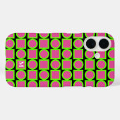 Coques Case-Mate iPhone Monogramme moderne Fuchsia Green Géométrique (Verso (horizontal))