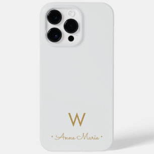 Coque Pour Pour iPhone 14 Pro Max Monogramme Moderne Gris Clair Or Script
