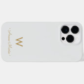 Coques Case-Mate iPhone Monogramme Moderne Gris Clair Or Script (Verso (horizontal))