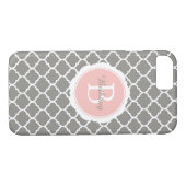 Coques Case-Mate iPhone Monogramme moderne gris rose géométrique (Dos (Horizontal))