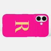 Coques Case-Mate iPhone Monogramme moderne Hot rose (Verso (horizontal))