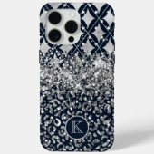 Coques Case-Mate iPhone Monogramme Moderne Imprimé Léopard Paillettes Pers (Verso)