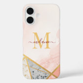 Coques Case-Mate iPhone monogramme moderne luxe rose brillant (Verso)