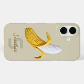 Coques Case-Mate iPhone Monogramme moderne minimal Nom Crochet Banana (Verso (horizontal))