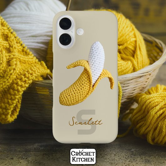 Coques Case-Mate iPhone Monogramme moderne minimal Nom Crochet Banana