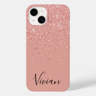 Coque Pour iPhone 14 Monogramme moderne minimaliste rose pâle