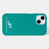 Coques Case-Mate iPhone Monogramme moderne Modèle Turquoise Bleu Vert rayu (Verso (horizontal))