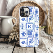 Coques Case-Mate iPhone Monogramme Moderne Motif Abstrait Bleu Blanc