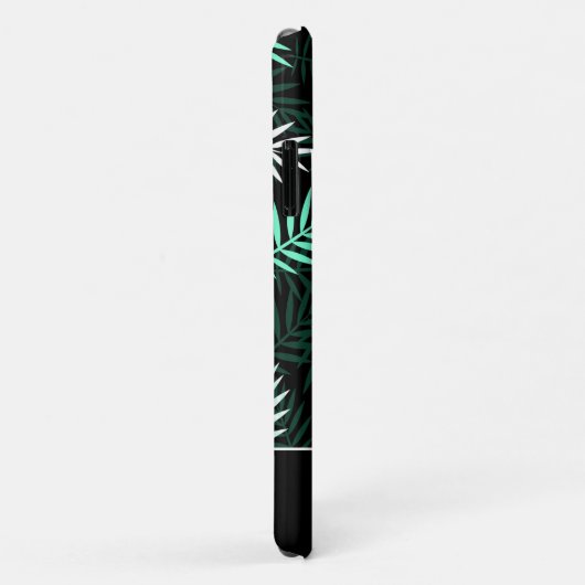 Coques Case-Mate iPhone Monogramme moderne Motif Feuille vert (Dos/Droite)