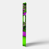 Coques Case-Mate iPhone Monogramme moderne Neon Rose Vert Fleurs fractales (Verso / Droite)