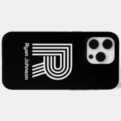 Coques Case-Mate iPhone Monogramme moderne noir (Verso (horizontal))