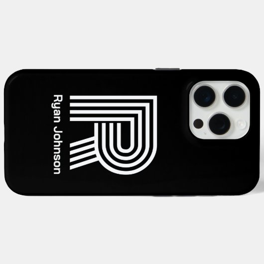 Coques Case-Mate iPhone Monogramme moderne noir (Verso (horizontal))