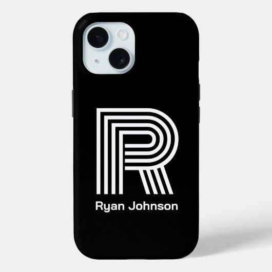 Coques Case-Mate iPhone Monogramme moderne noir (Verso)