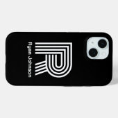 Coques Case-Mate iPhone Monogramme moderne noir (Verso (horizontal))