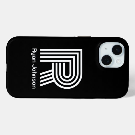 Coques Case-Mate iPhone Monogramme moderne noir (Verso (horizontal))