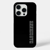 Coques Case-Mate iPhone Monogramme Moderne Noir Blanc Contour Nom (Verso)