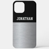 Coques Case-Mate iPhone Monogramme moderne noir et argent Hommes (Verso)