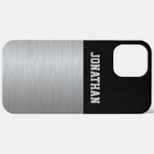 Coques Case-Mate iPhone Monogramme moderne noir et argent Hommes (Retour (horizontal))