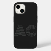 Coques Case-Mate iPhone Monogramme moderne noir et gris (Verso)
