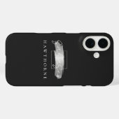 Coques Case-Mate iPhone Monogramme moderne Noir Faux Argent (Verso (horizontal))