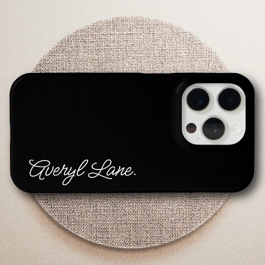Coques Case-Mate iPhone Monogramme moderne Noir Script élégant Nom