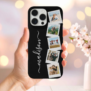 Coques iPhone 16 Pro Max Monogramme moderne Nom 5 Collage photo