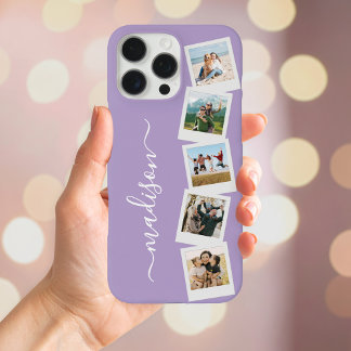Coques iPhone 16 Pro Max Monogramme moderne Nom 5 Collage photo
