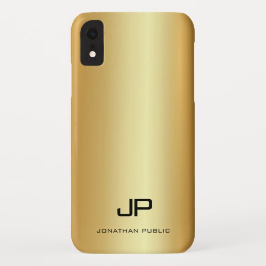 Coques Case-Mate iPhone Monogramme moderne Nom Elegant Gold Look Modèle (Dos)