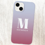 Coque Pour iPhone 14 Monogramme moderne Nom initial Pink Blue Gradient<br><div class="desc">La typographie moderne minimaliste monogramme design de nom initial qui peut être modifié pour personnaliser. Blanc sur un arrière - plan de dégradé rose magenta à bleu pâle.</div>