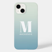 Coques Case-Mate iPhone Monogramme moderne Nom initial Turquoise Aqua Grad (Verso)
