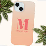 Coque Pour iPhone 15 Monogramme moderne Nom initial Turquoise Aqua Grad<br><div class="desc">La typographie moderne minimaliste monogramme design de nom initial qui peut être modifié pour personnaliser sur un arrière - plan de gradient de pêche.</div>