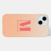 Coques Case-Mate iPhone Monogramme moderne Nom initial Turquoise Aqua Grad (Verso (horizontal))