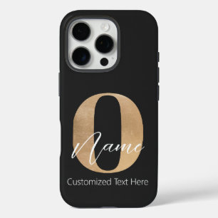 Coques iPhone 16 Pro Monogramme moderne O & Nom initial Personnalisé