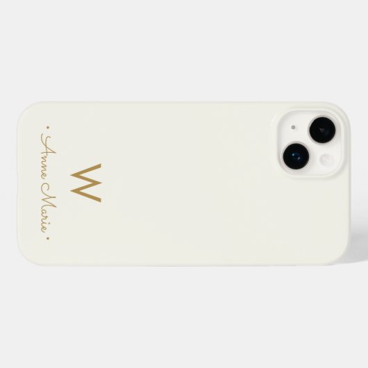 Coques Case-Mate iPhone Monogramme Moderne Or Écriture Script (Verso (horizontal))
