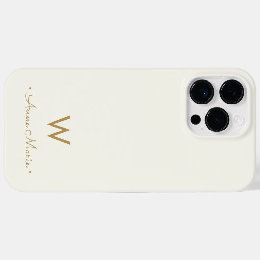 Coques Case-Mate iPhone Monogramme Moderne Or Ivoire Script (Verso (horizontal))