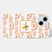 Coques Case-Mate iPhone Monogramme Moderne Orange Aquarelle Rainbow (Verso (horizontal))