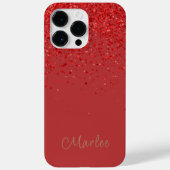 Coques Case-Mate iPhone Monogramme moderne Parties scintillant rouge Glam (Verso)