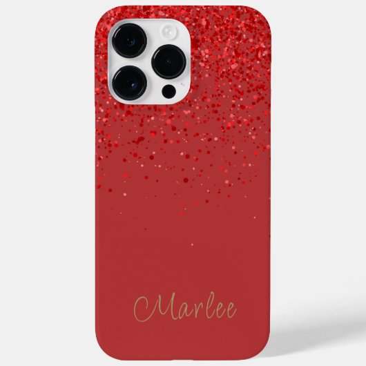 Coques Case-Mate iPhone Monogramme moderne Parties scintillant rouge Glam (Verso)