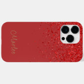 Coques Case-Mate iPhone Monogramme moderne Parties scintillant rouge Glam (Verso (horizontal))