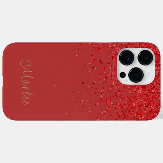 Coques Case-Mate iPhone Monogramme moderne Parties scintillant rouge Glam (Verso (horizontal))