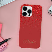 Coques Case-Mate iPhone Monogramme moderne Parties scintillant rouge Glam